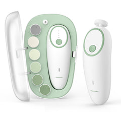 Momcozy lima eléctrica frontal mostrando diseño ergonómico y control fácil