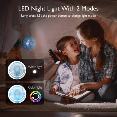 Momcozy fan held in hand demonstrating compact size and portability