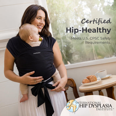 Momcozy wrap next to newborn to show size and scale for fit clarity