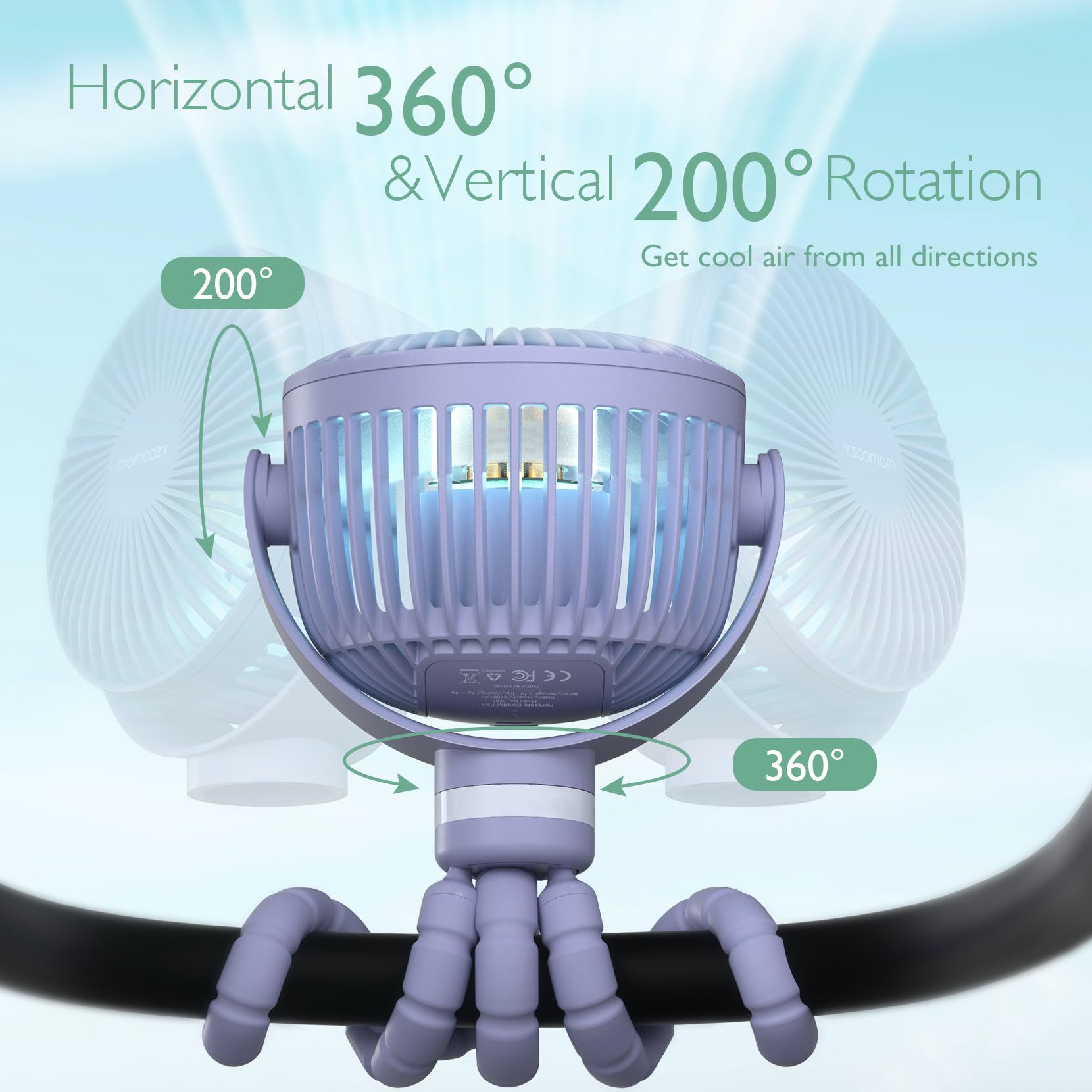 Momcozy next to water bottle showing compact size and travel convenience