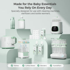 Momcozy tableta disolviéndose en agua caliente, limpieza rápida
