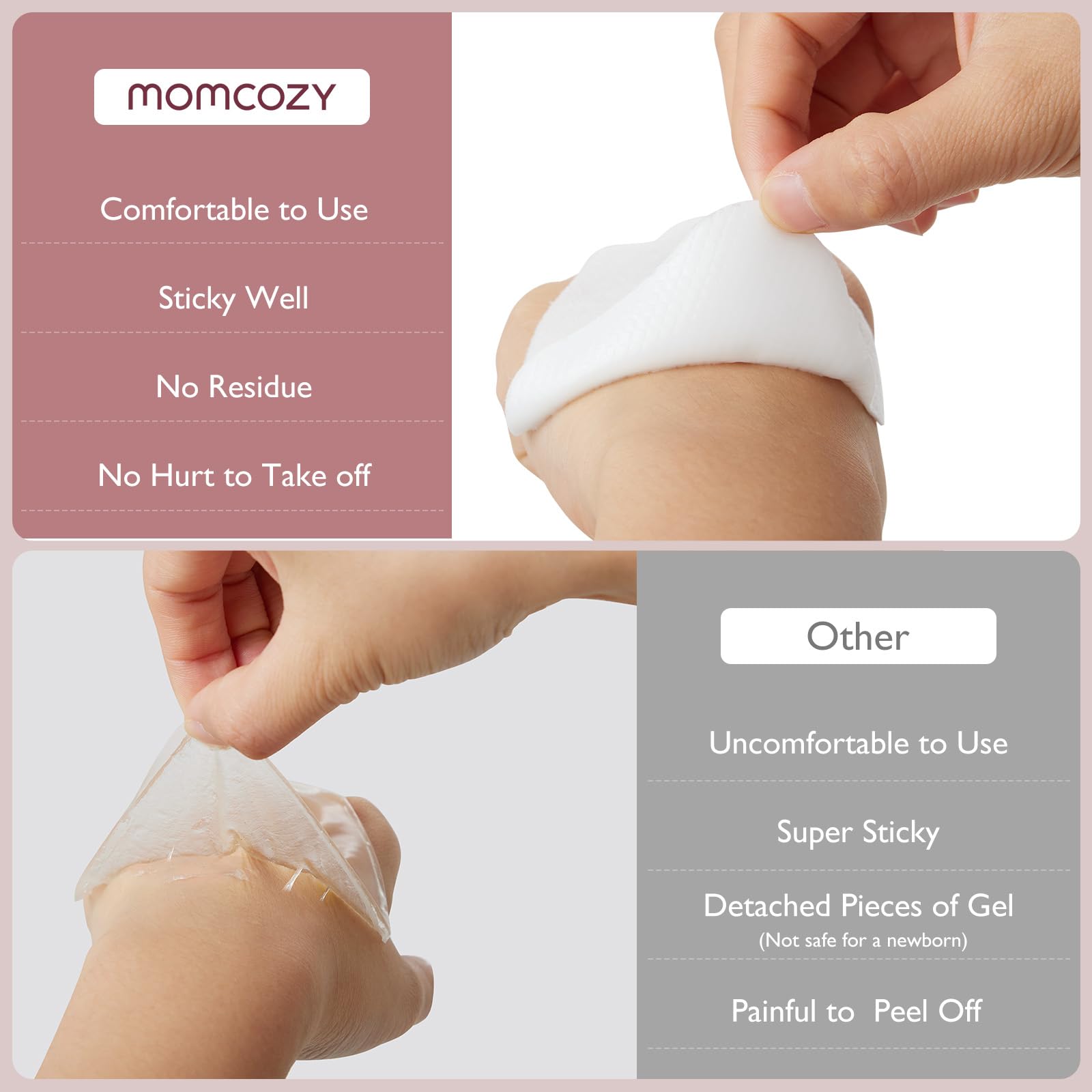 Momcozy doble capa no tejida mostrando suavidad para piel sensible