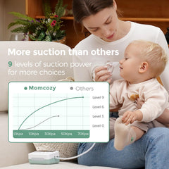 Momcozy three tip sizes displayed to match different baby ages and comfort