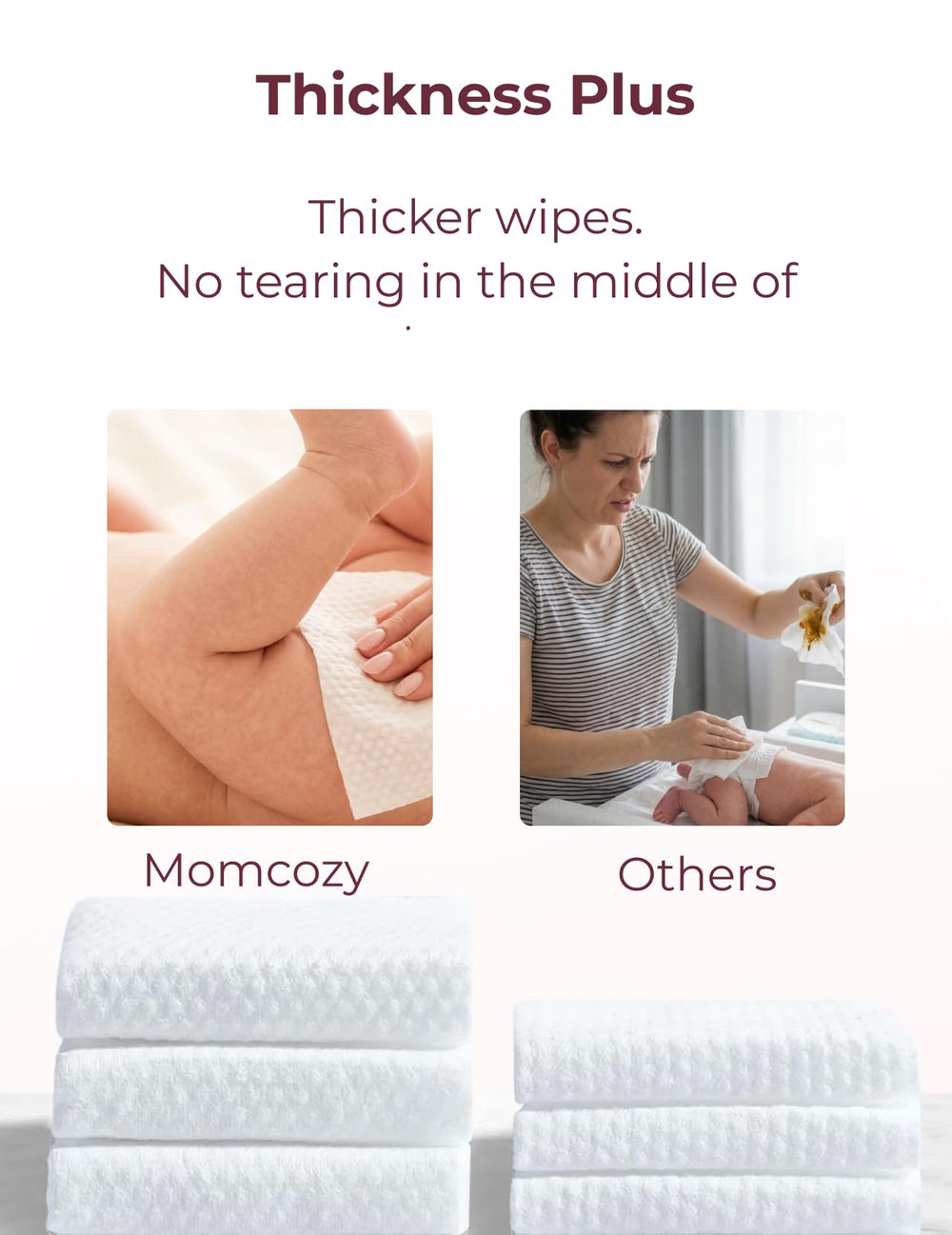Momcozy uso en cambio de pañal limpieza suave y resistente en acción
