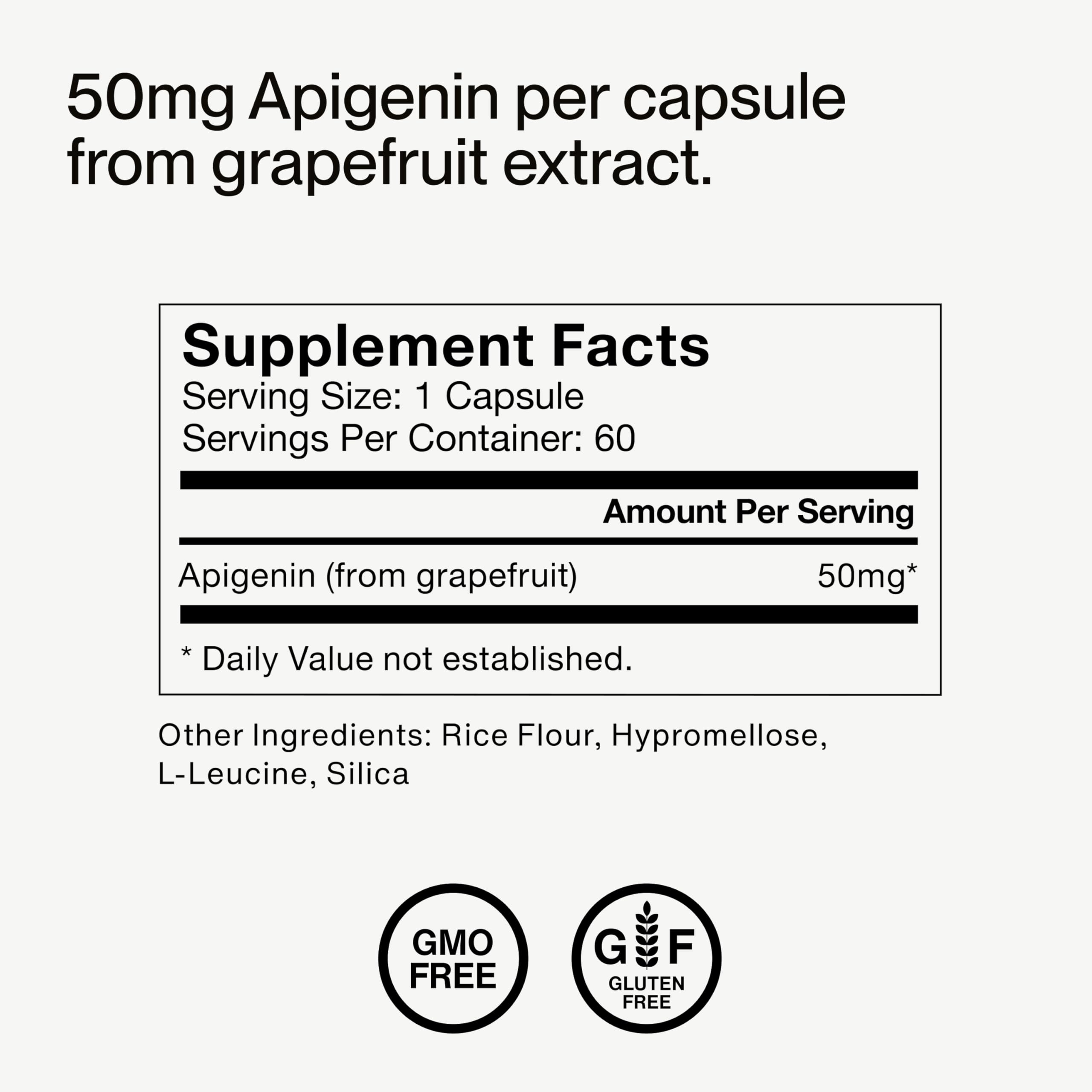 Momentous etiqueta nutricional legible con información de 50 mg por servicio