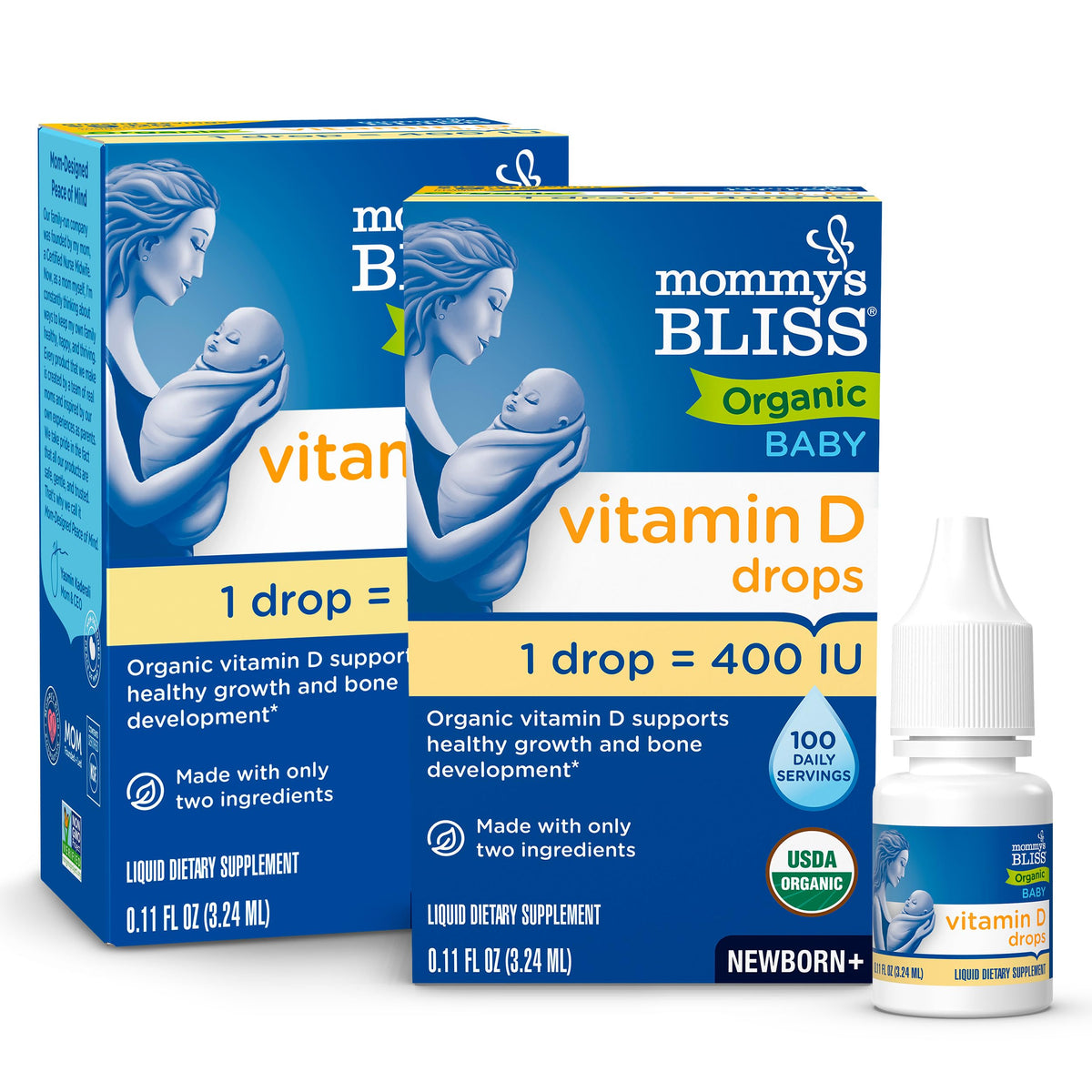 Mommy's Bliss frontal del envase mostrando información clara y beneficios