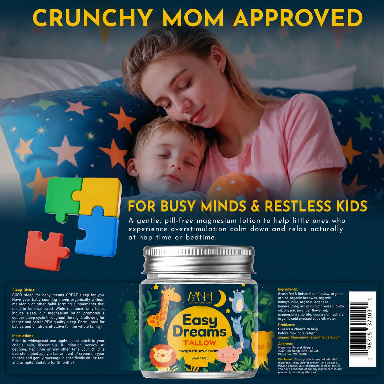 Mommy's Natural Helpers bote junto a una moneda para escala