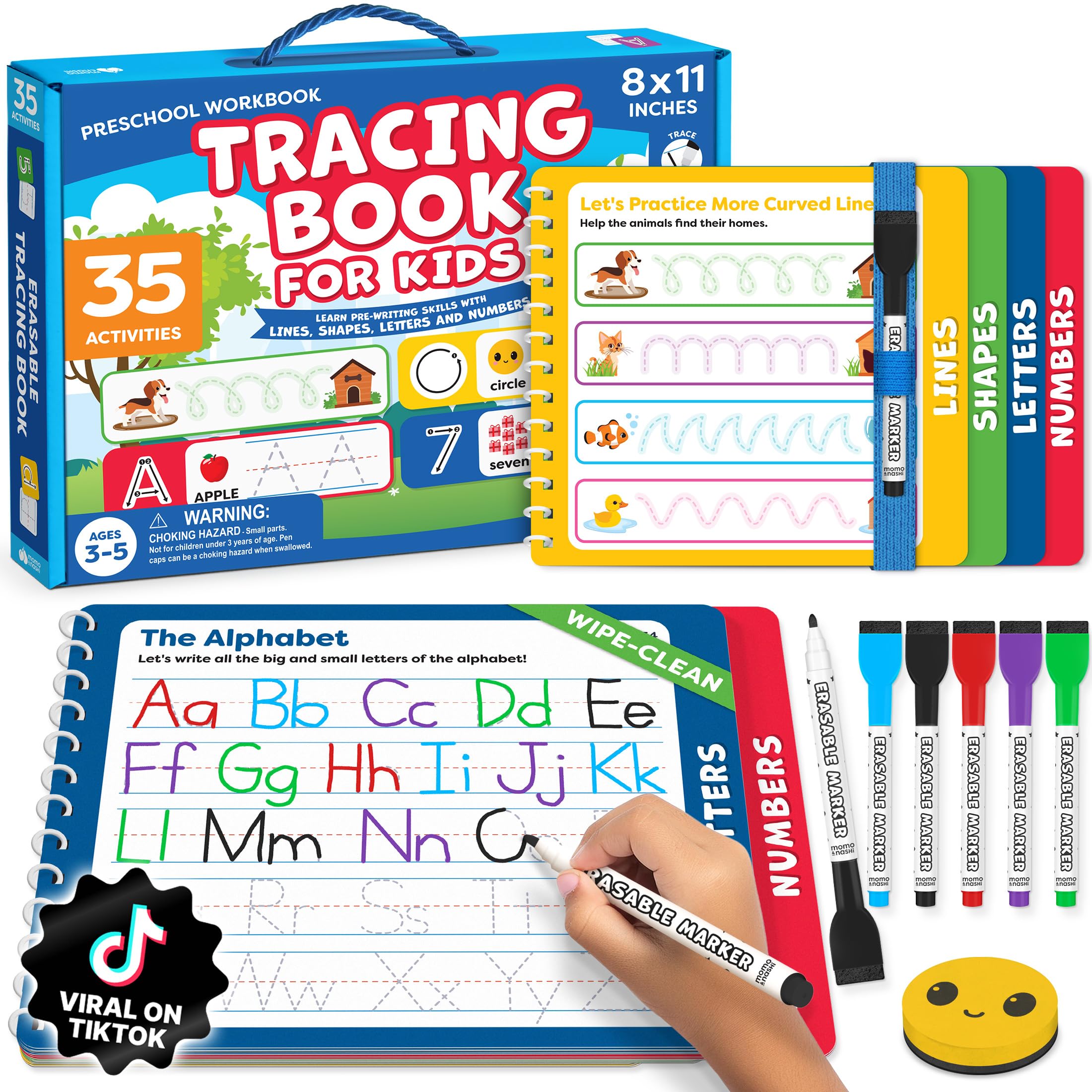 Momo & Nashi frontal del pack con libros, ideal para organizar materiales