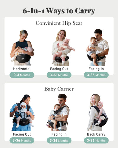MOMTORY close-up of hip seat detail highlighting ergonomic support for comfortable baby seating