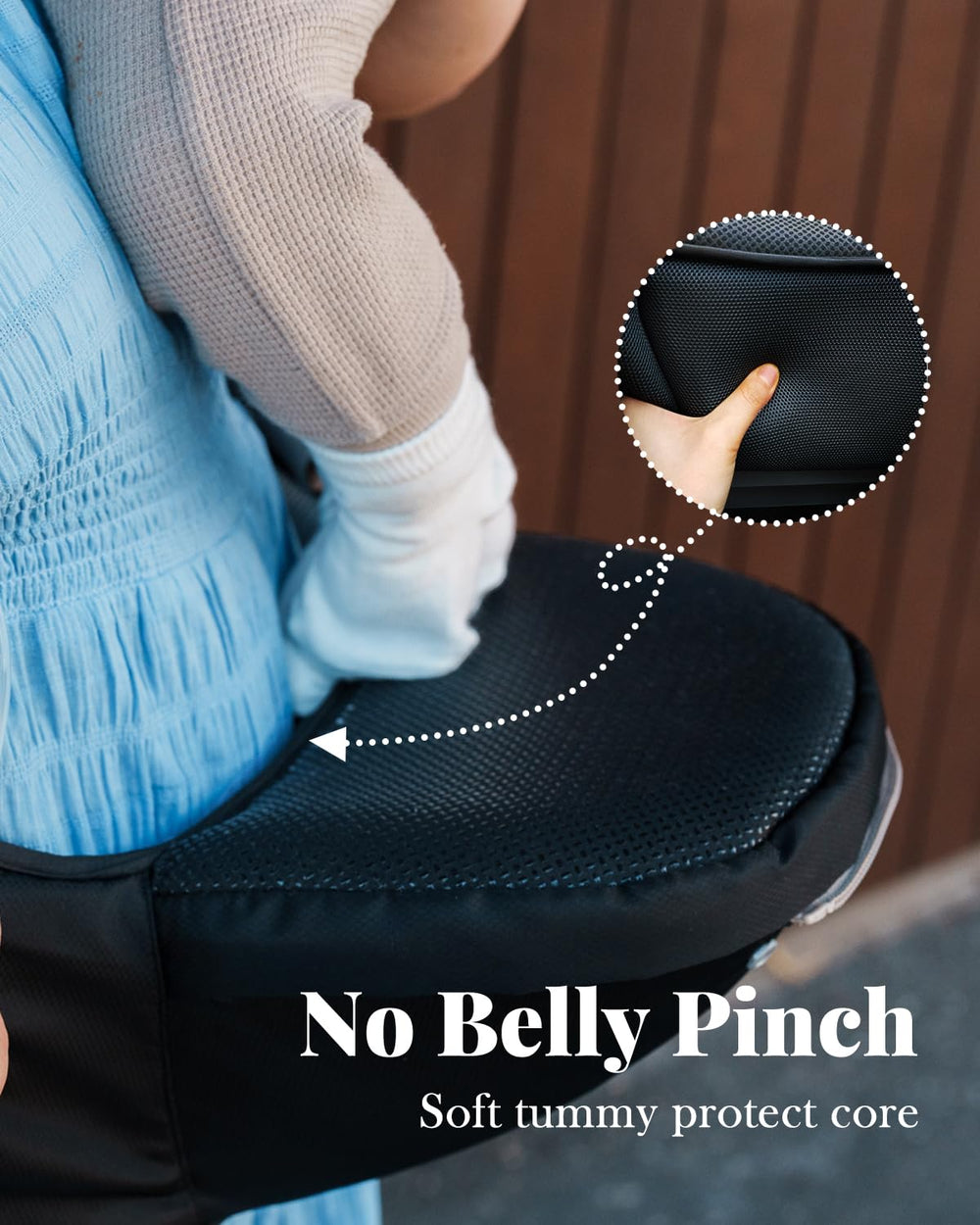 MOMTORY pocket with drool bib displayed showing convenient storage and easy-clean accessory