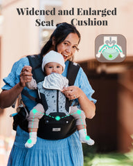 MOMTORY shoulder strap padding close-up showing cushioned support to reduce caregiver shoulder strain