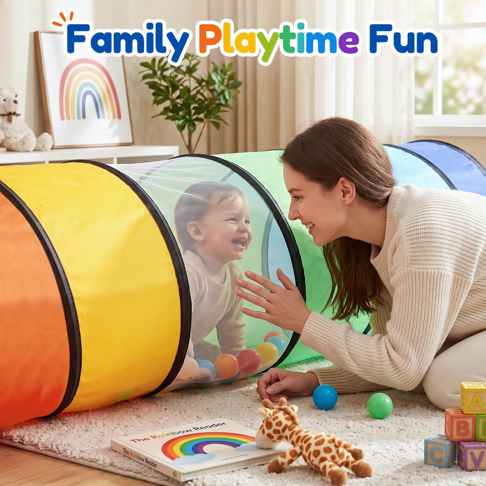 Moncoland children crawling through tunnel encouraging gross-motor play