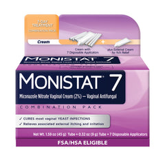 Monistat empaque frontal mostrando el kit y beneficios rápidos