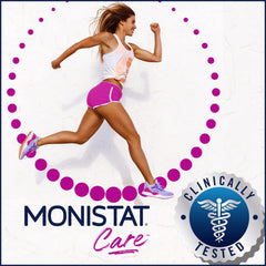 Monistat aplicación bajo el pecho demostrando alivio y protección transpirable