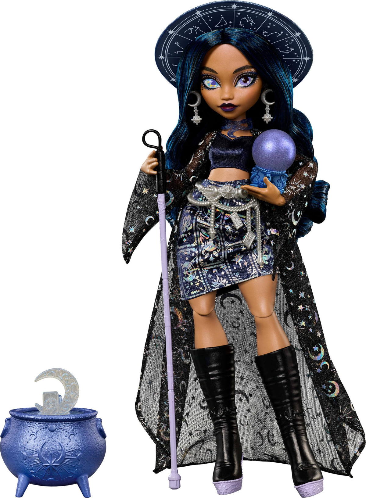 Monster High Claire de Luna vista frontal mostrando su look nocturno y atractivo