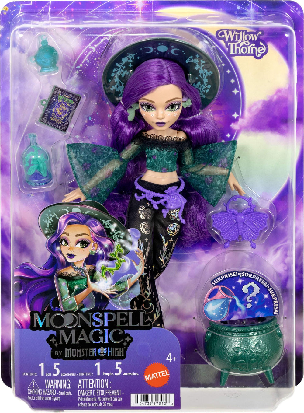 Monster High comparación de talla de Willow Thorne junto a otras muñecas para referencia