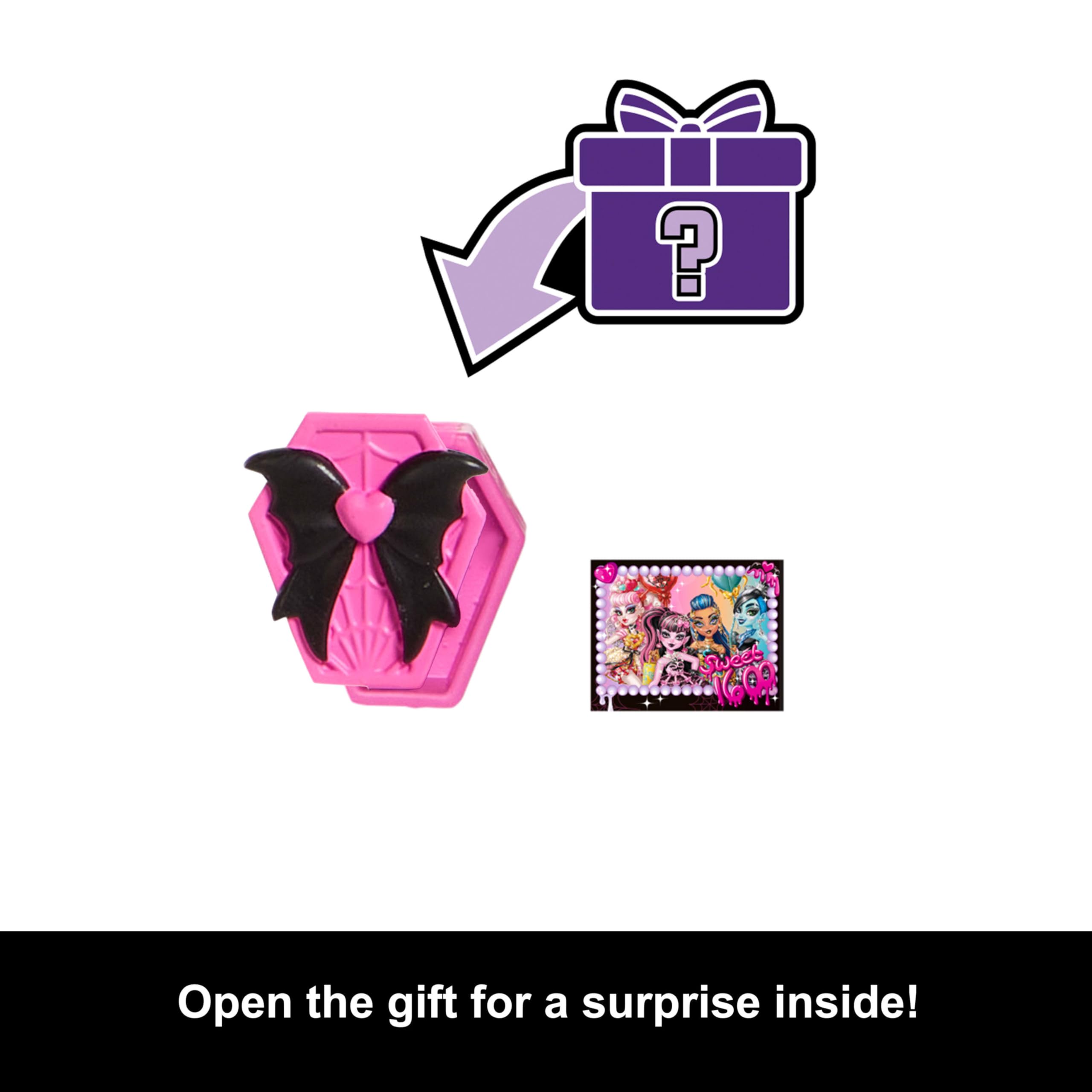 Monster High Draculaura accesorios con invitación y caja regalo para jugar