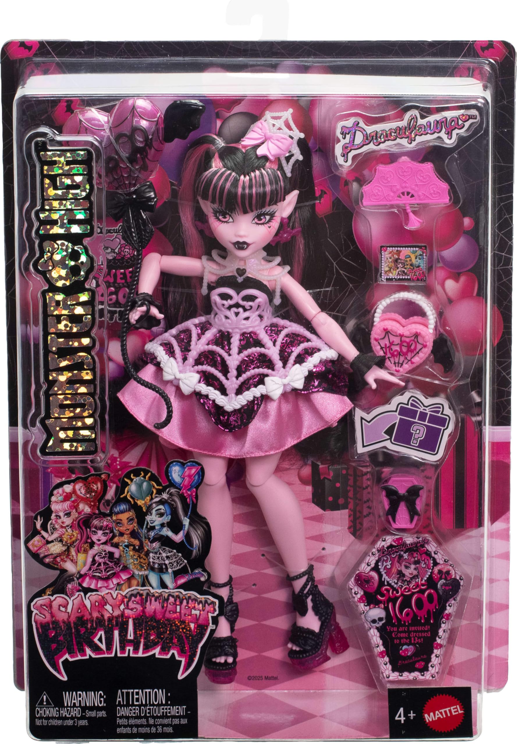 Monster High Draculaura junto a regla para comparar tamaño y exposición
