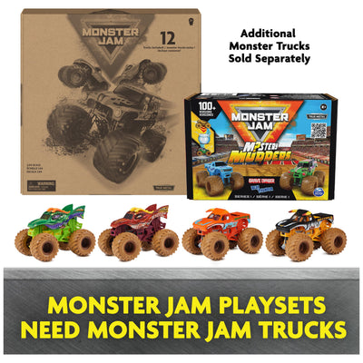 Monster Jam comparación escala 1:64 junto a una mano para referencia