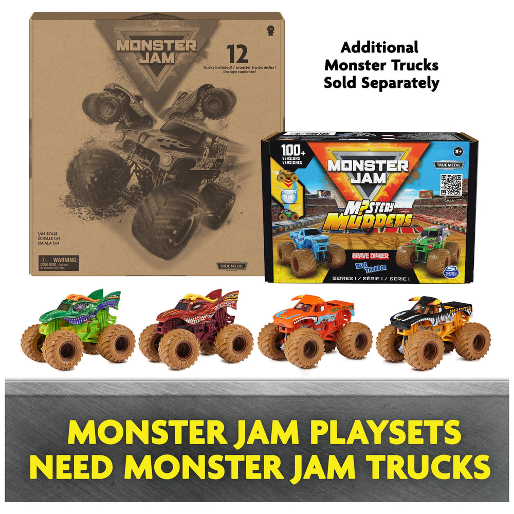 Monster Jam comparación escala 1:64 junto a una mano para referencia