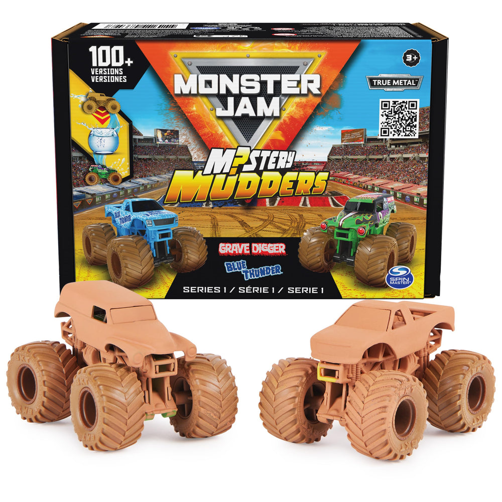Monster Jam vista frontal del pack mostrando dos camiones y sorpresa coleccionable