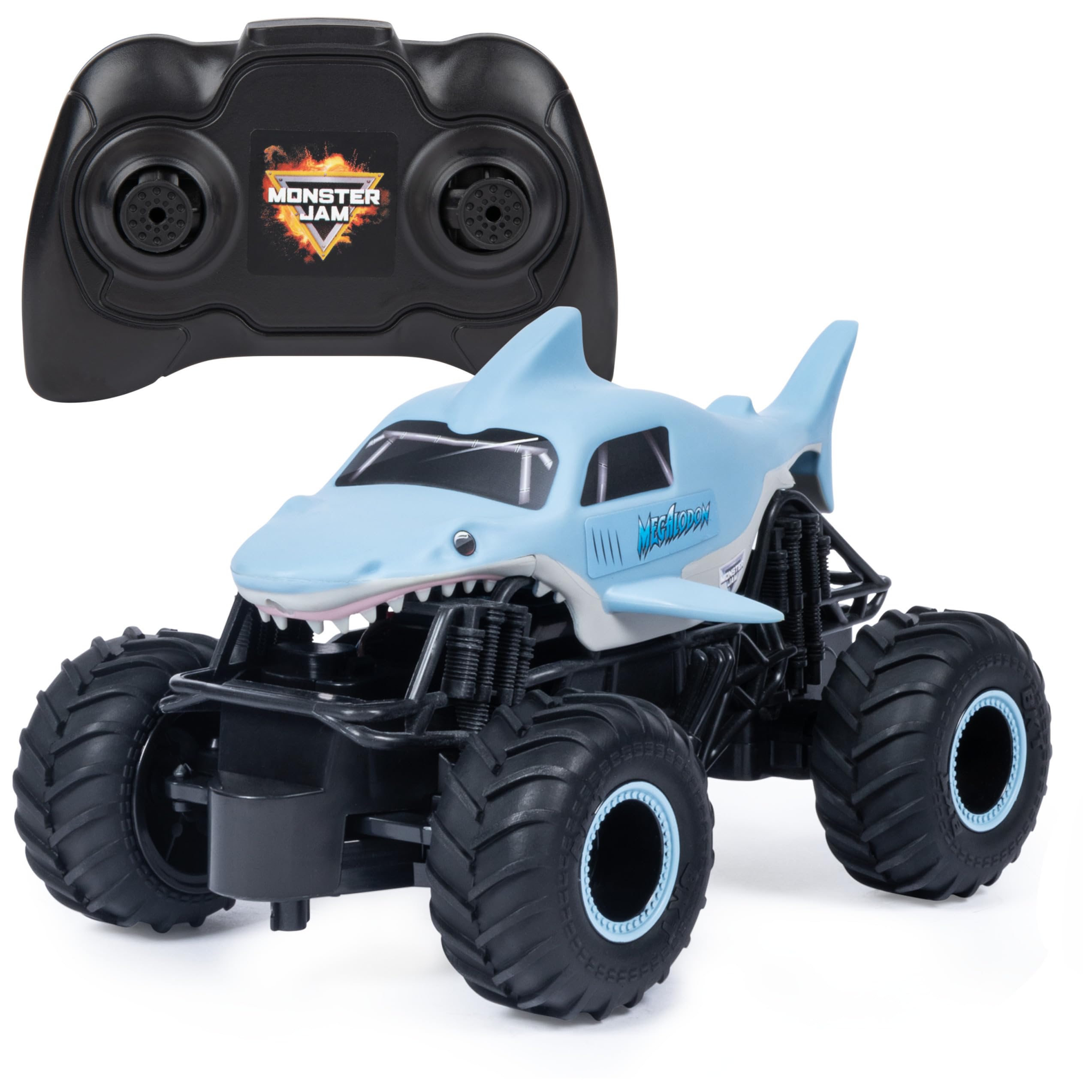 Monster Jam Megalodon vista frontal mostrando diseño y potencia