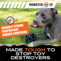 Monster K9 Ring Ball en uso durante lanzamiento, mejora ejercicio