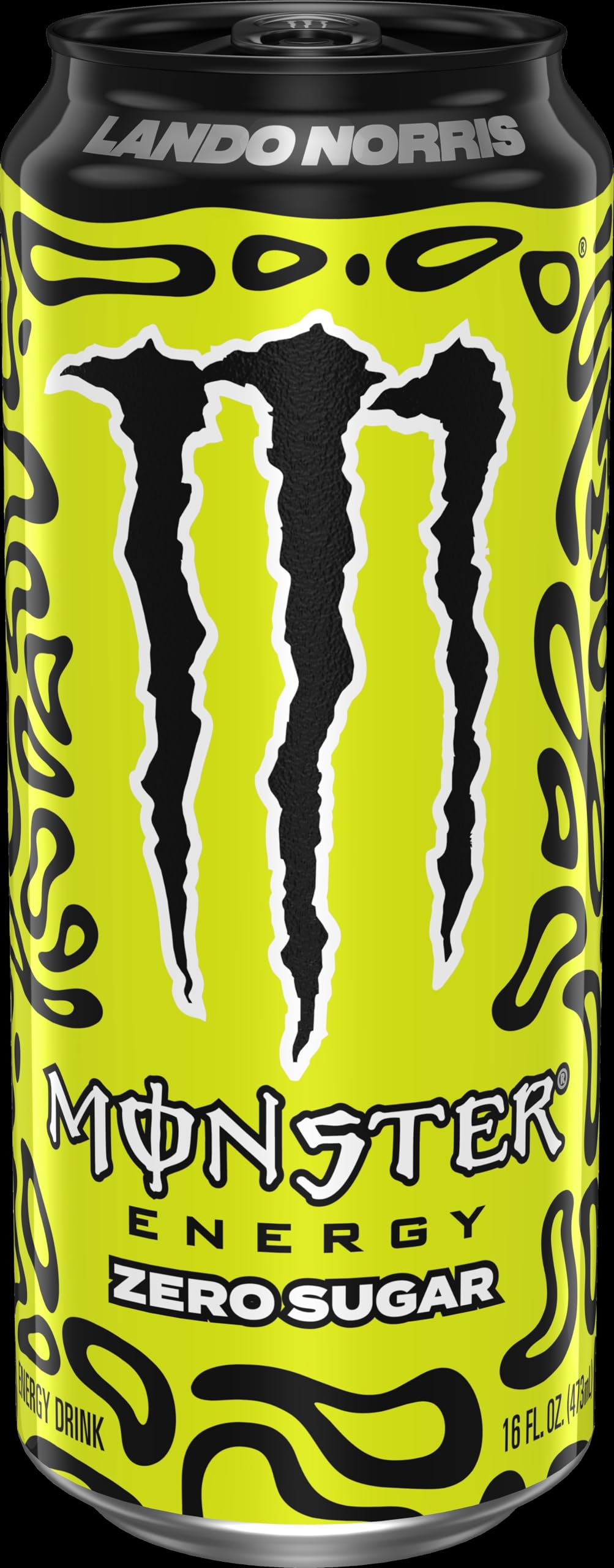 Monster Lando Norris being poured with visible carbonation, showing refreshing texture and energizing lift