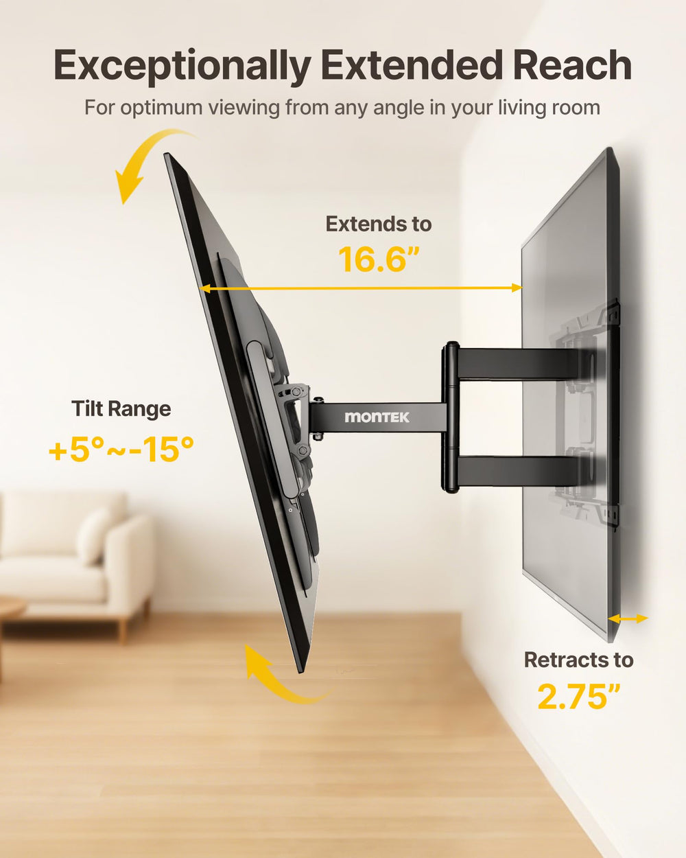 monTEK installed in living room demonstrating neat aesthetic and safety