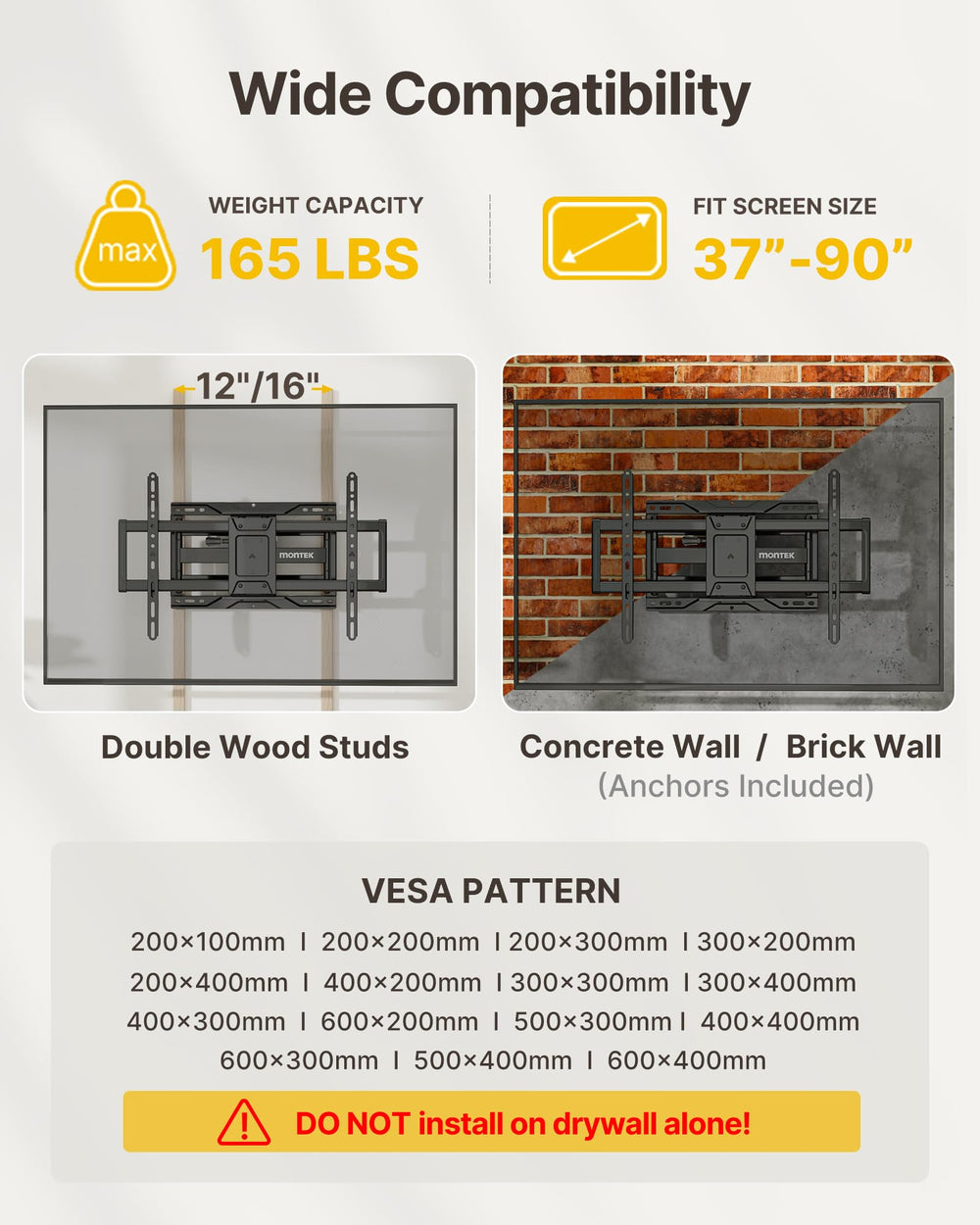 monTEK side profile retracted close to wall for space-saving benefit