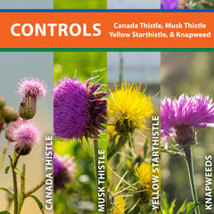 Etiqueta de Monterey Thistledown con instrucciones claras y advertencias visibles