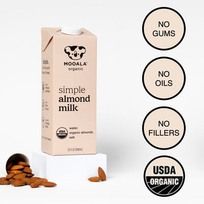 Detalle de etiqueta Mooala con sello orgánico y lista mínima de ingredientes