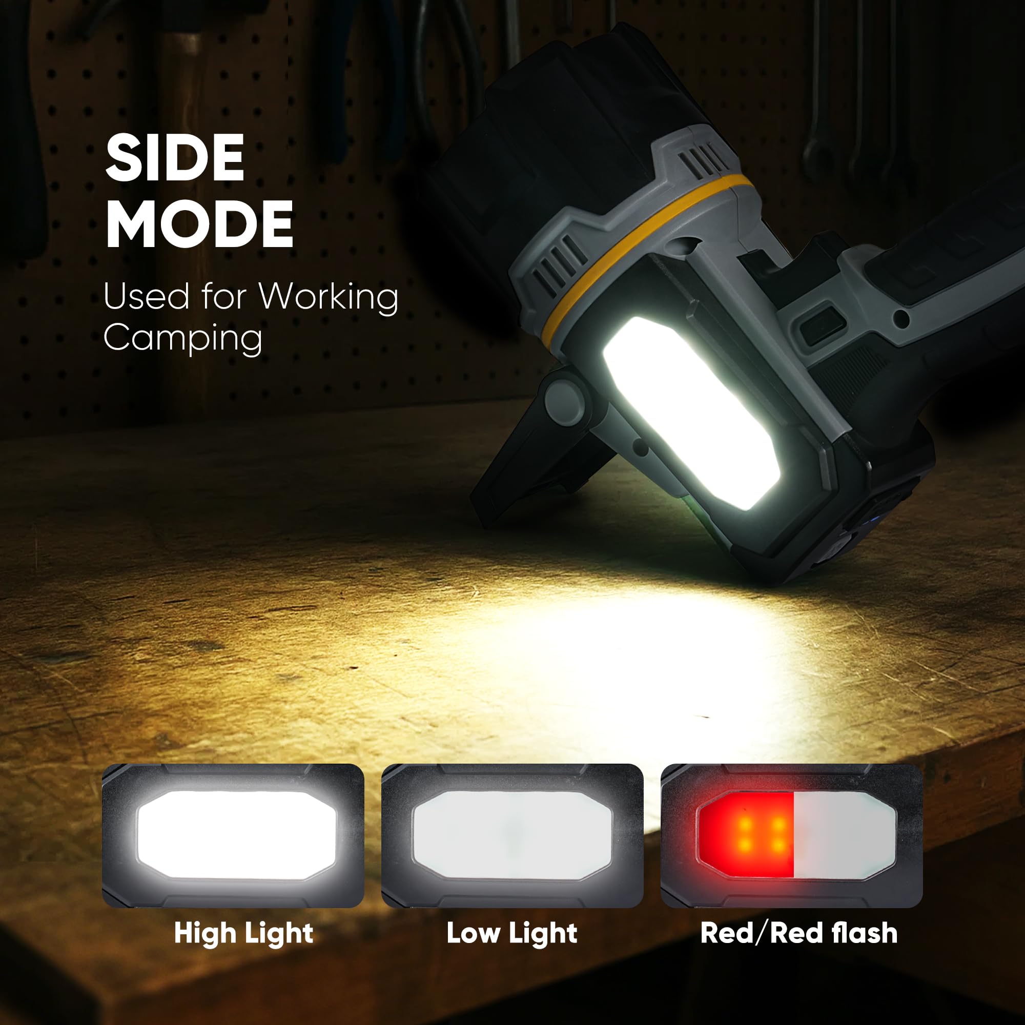 MOONASION luz lateral COB con modos de señalización para seguridad