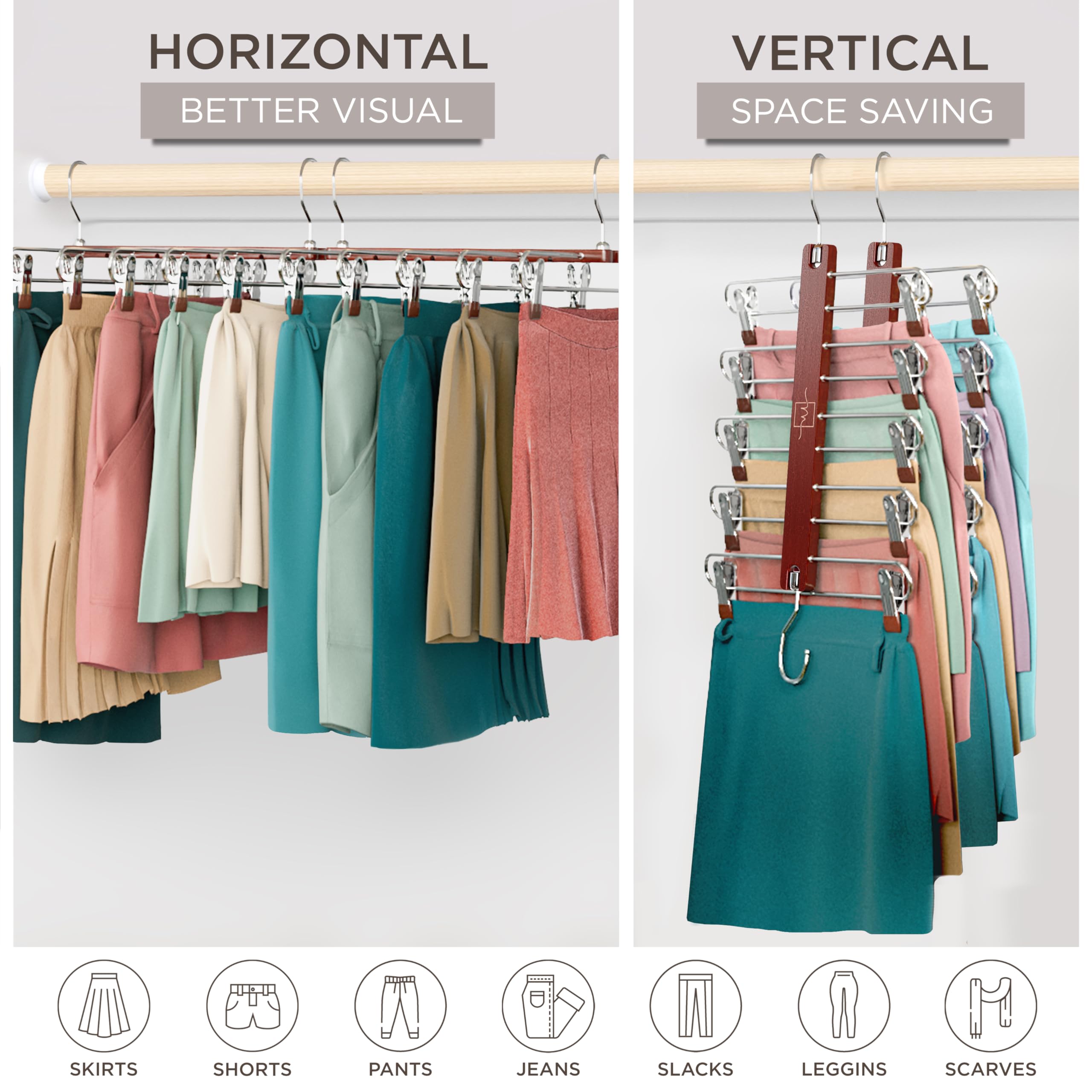 MORALVE horizontal mode with skirts displayed for effortless outfit selection