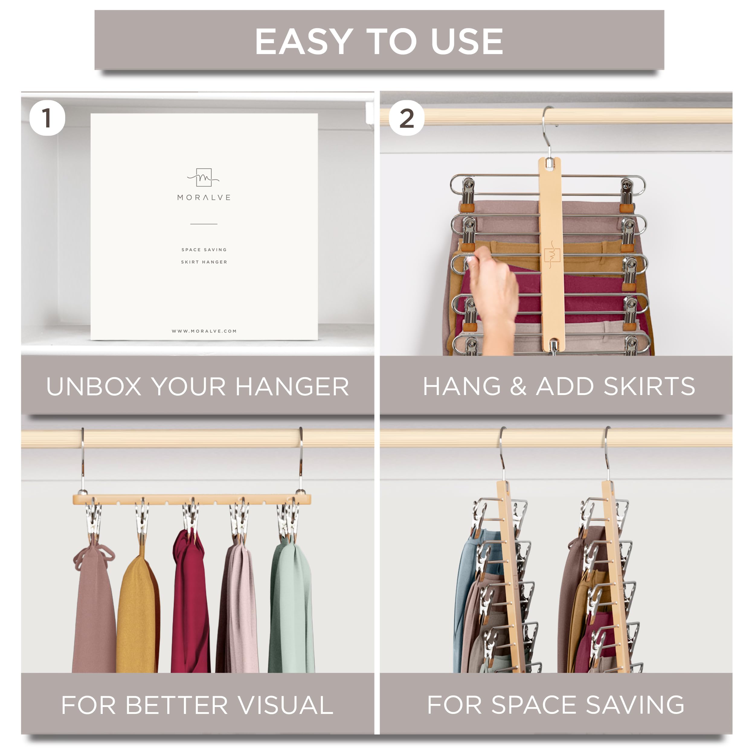 MORALVE styled bedroom closet showing organized wardrobe and neat presentation