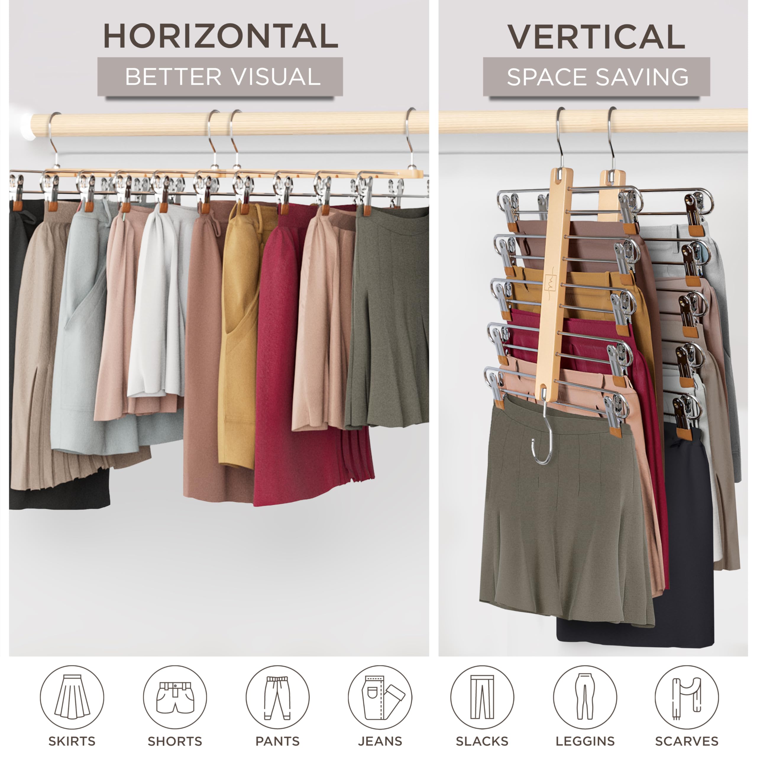 MORALVE vertical hanging mode in closet to multiply hanging space