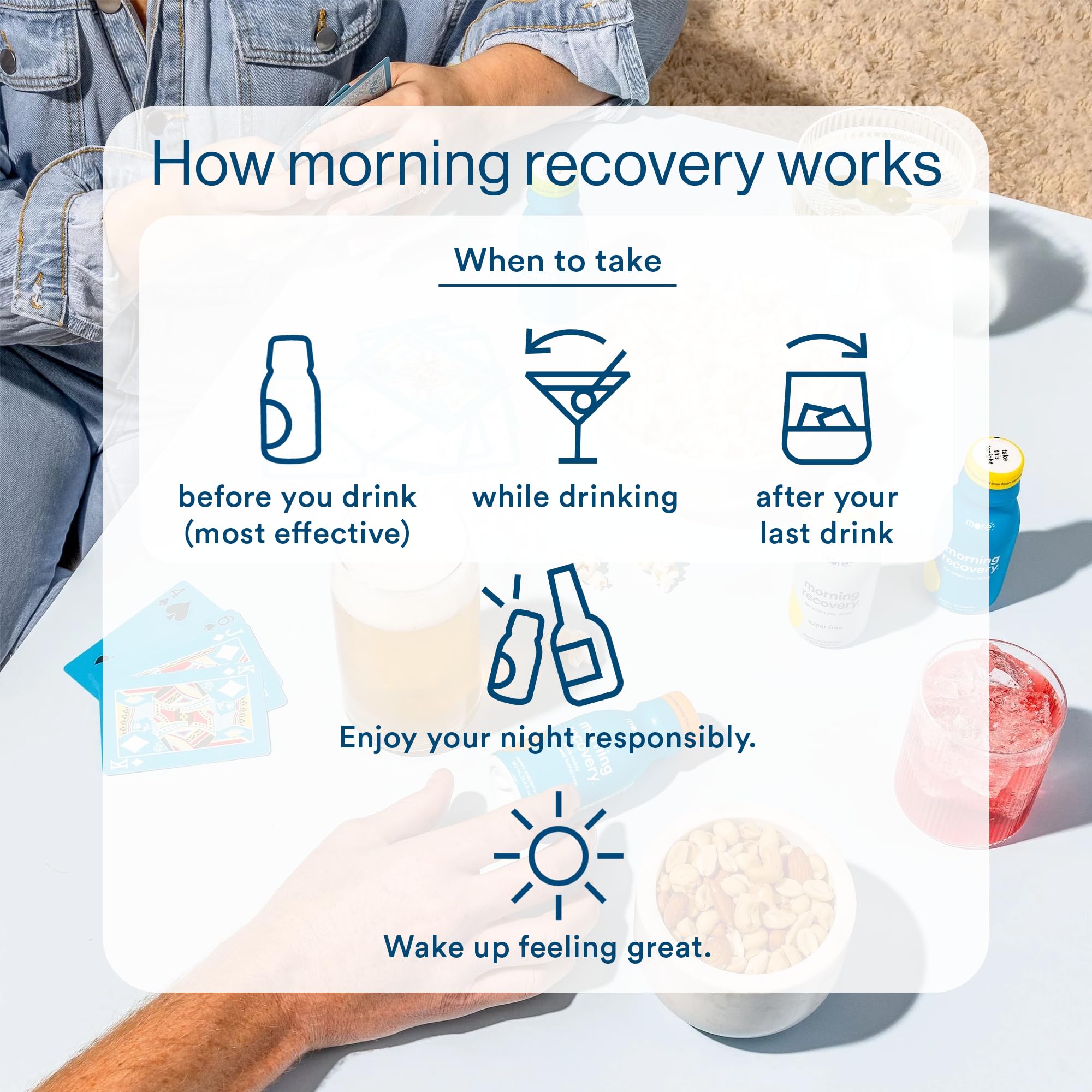 More Labs botella junto a celular para comparar tamaño y transporte