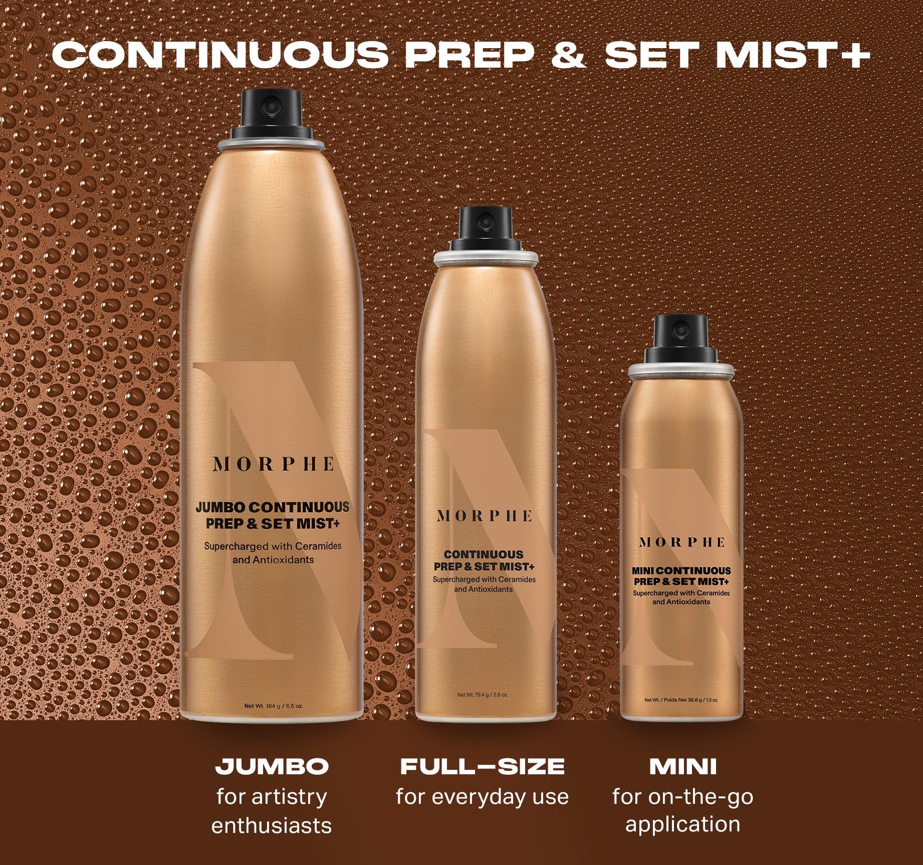 MORPHE etiqueta destacando ceramidas y antioxidantes para nutrir la piel