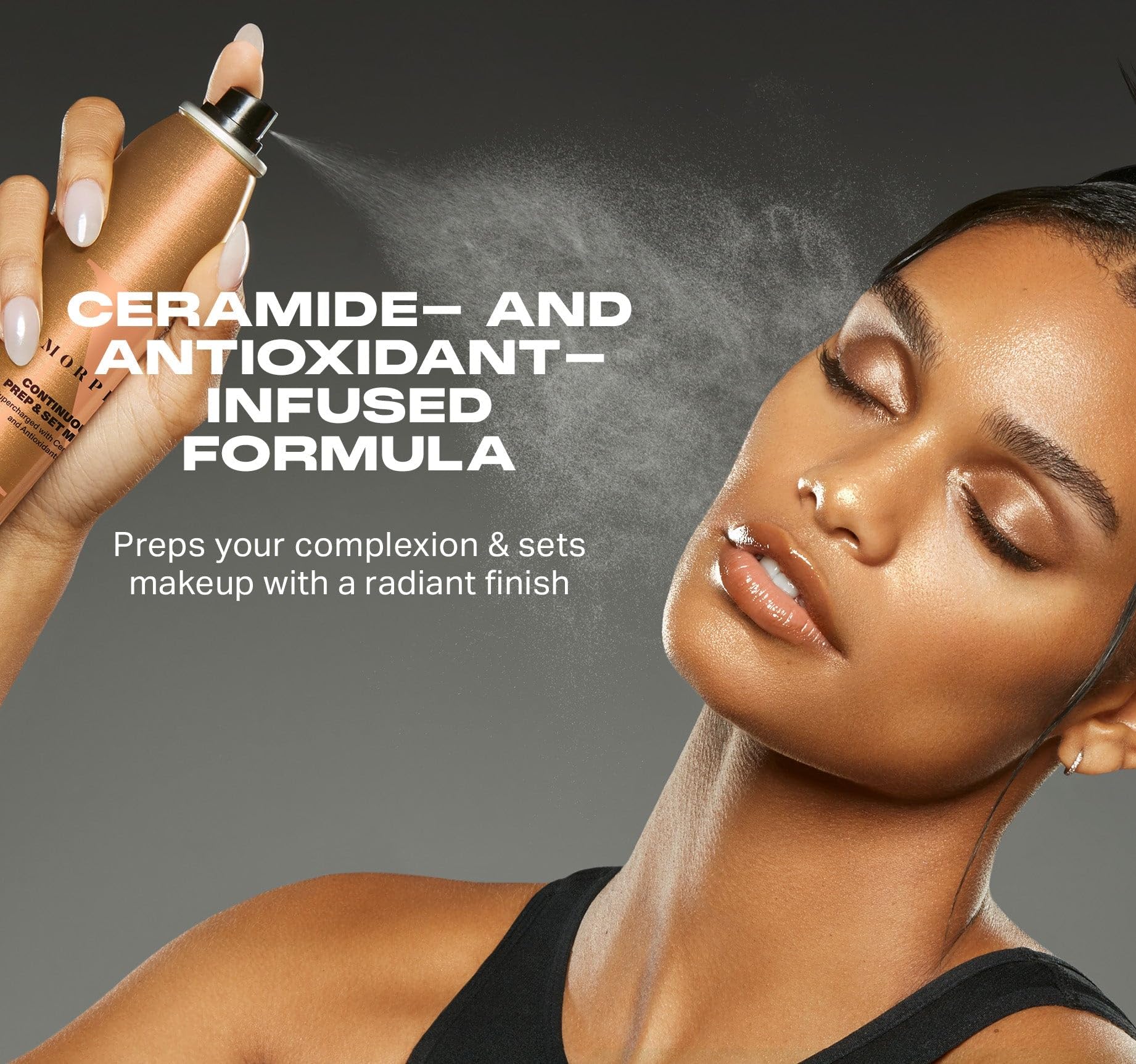MORPHE primer plano de la bruma microfina que aporta acabado luminoso