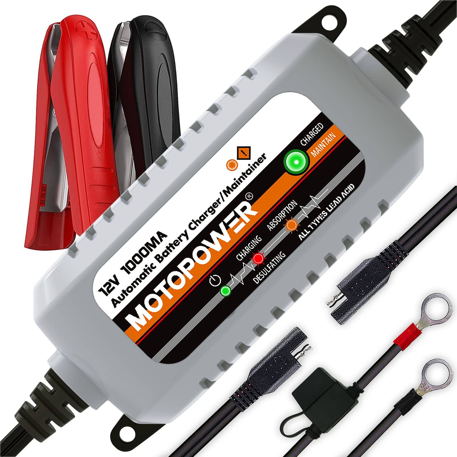 MOTOPOWER vista frontal del MP00205B mostrando controles y carcasa segura