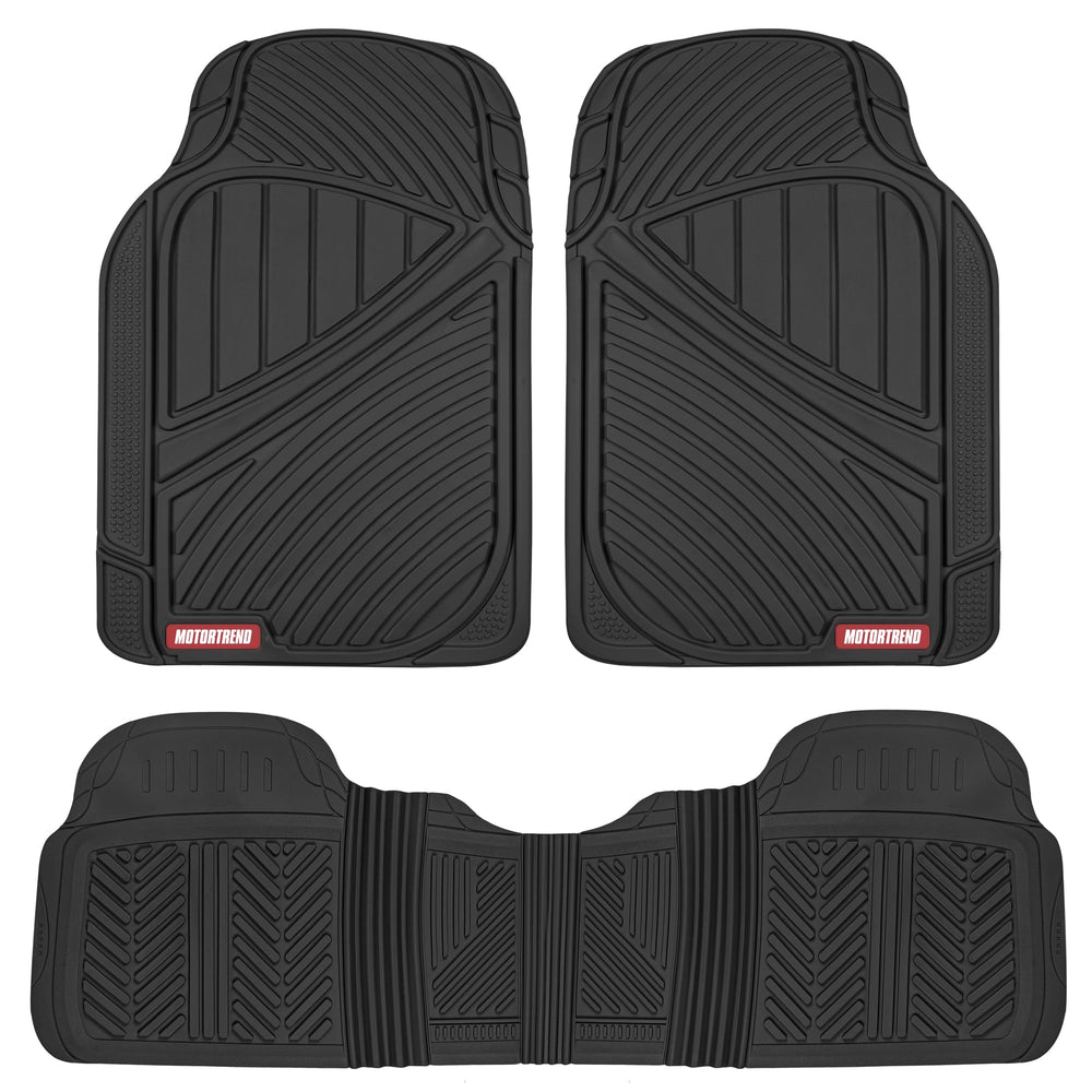Motor Trend vista frontal de alfombrilla negra protegiendo piso