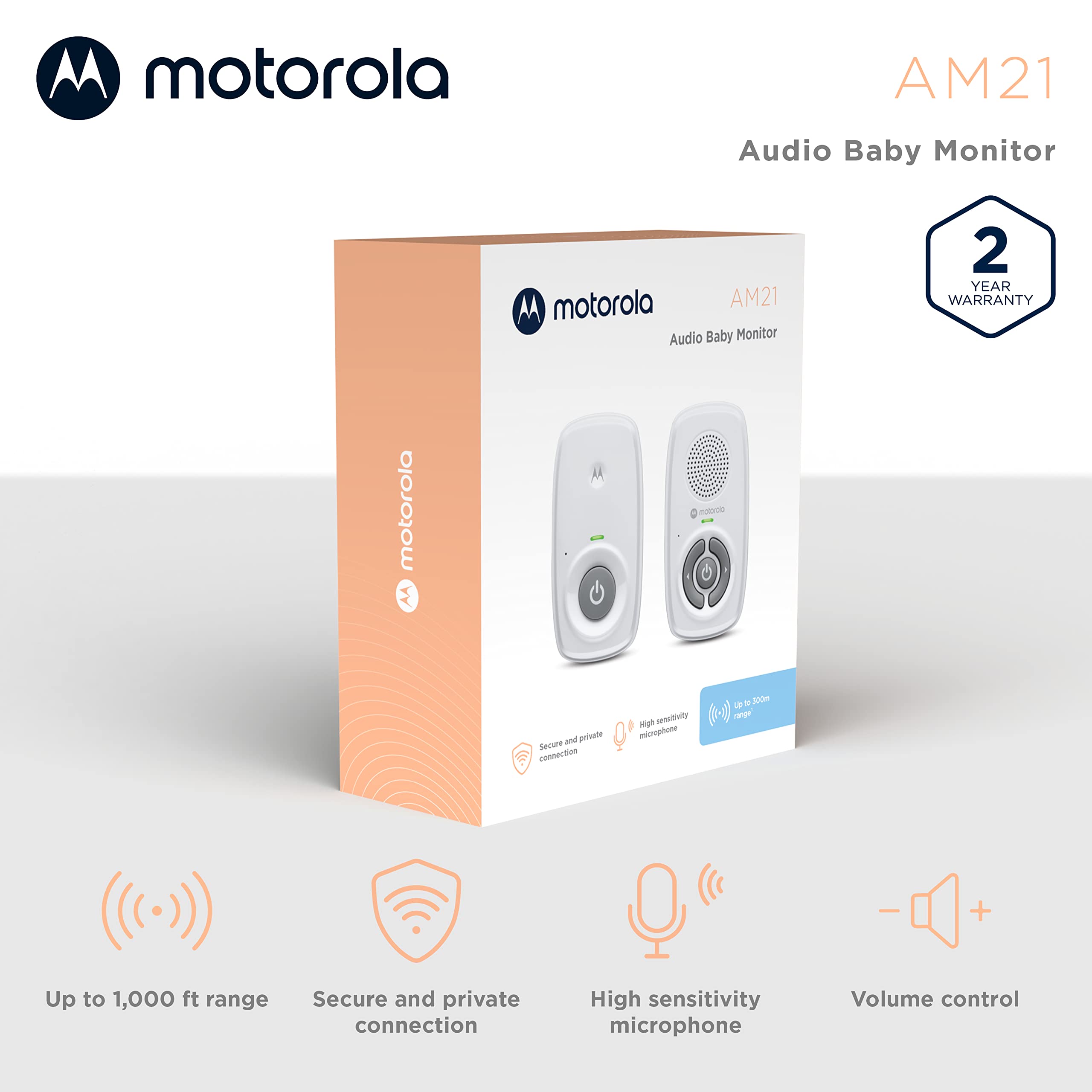 Motorola Nursery AM21 detalle del micrófono que capta sonidos suaves para detección de llanto