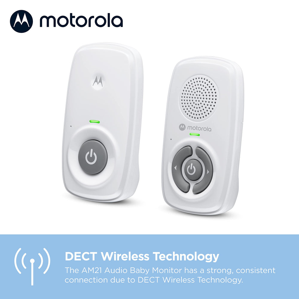 Motorola Nursery AM21 indicadores LED mostrando detección de sonido y estado de señal