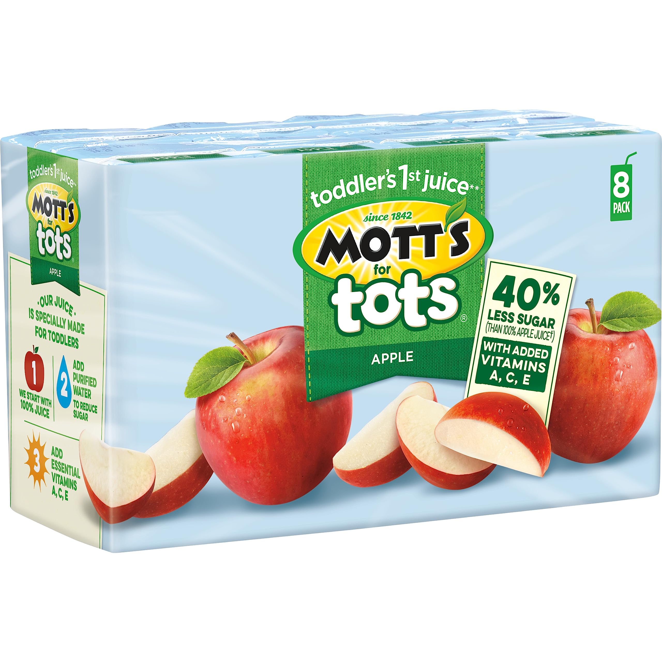 Mott's etiqueta de ingredientes mostrando vitamina C y sin aditivos