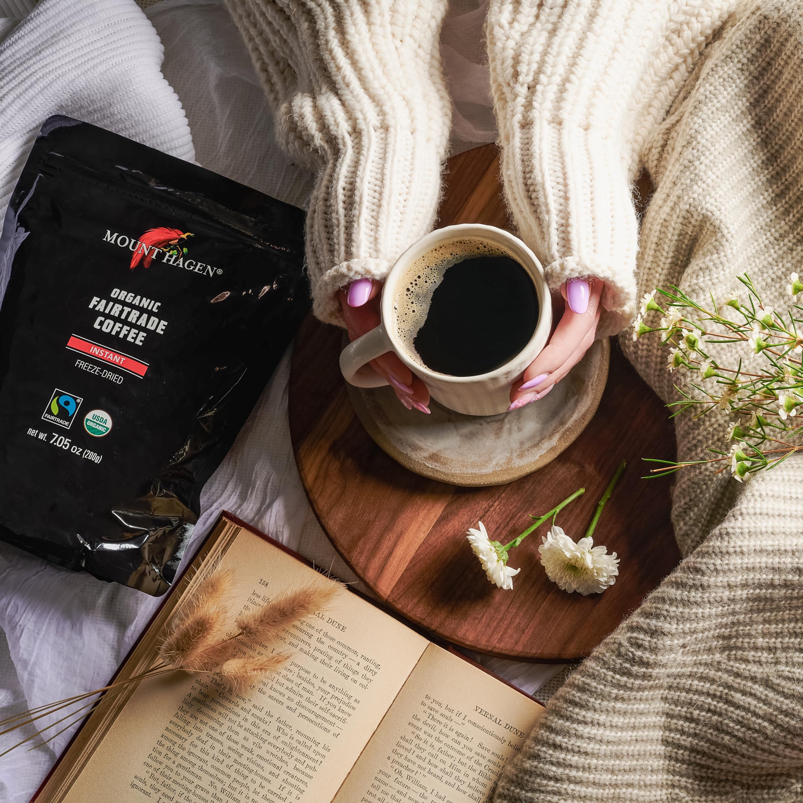 Mount Hagen café en taza listo para beber con cuerpo equilibrado