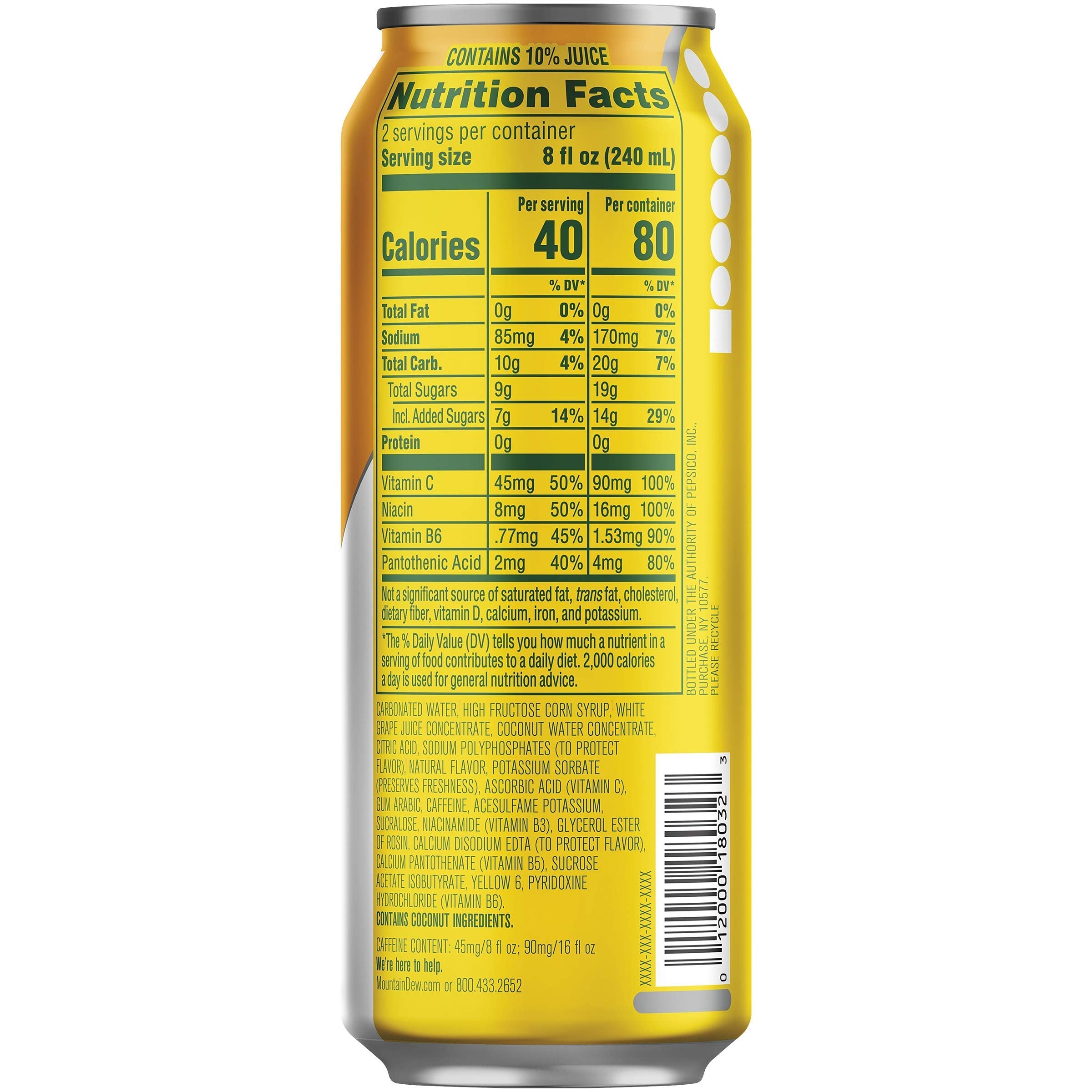 Mountain Dew Kickstart primer plano burbujeo y textura con sabor frutal