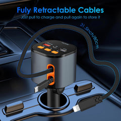 MQOUNY vista de puertos USB-C y USB-A con etiquetas de potencia, carga rápida hasta 90W
