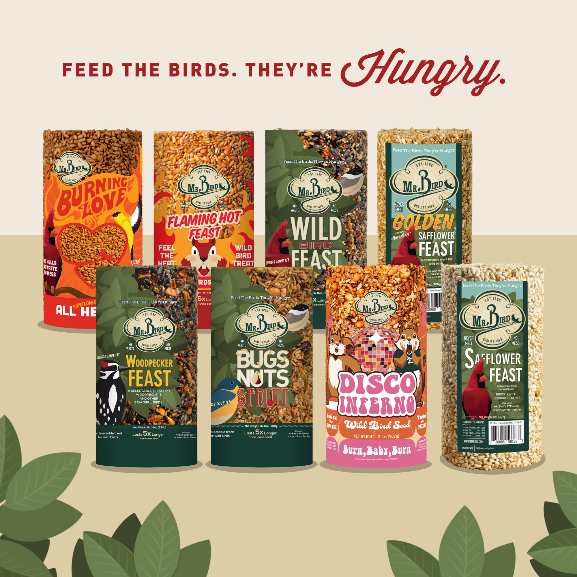 Mr. Bird product label and ingredients close-up confirming quality blend