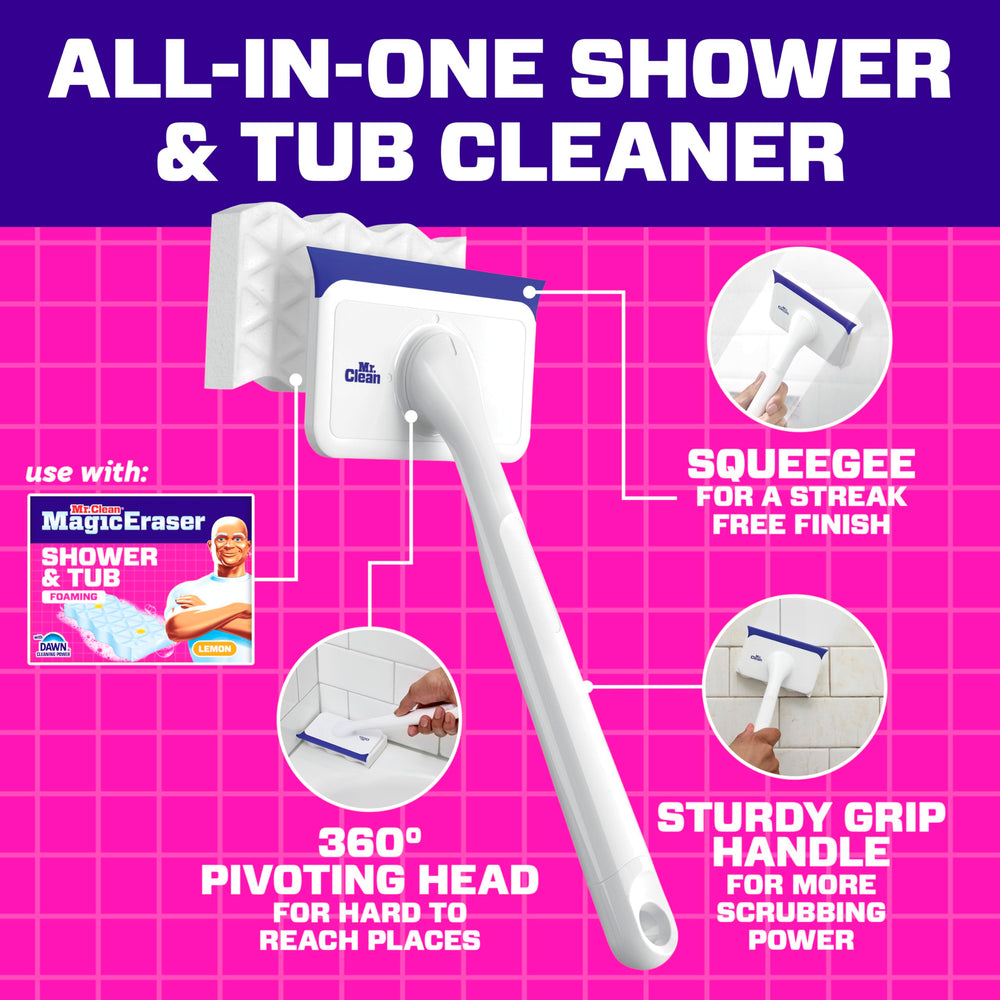 Mr. Clean comparación de tamaño con una mano para mostrar escala y control