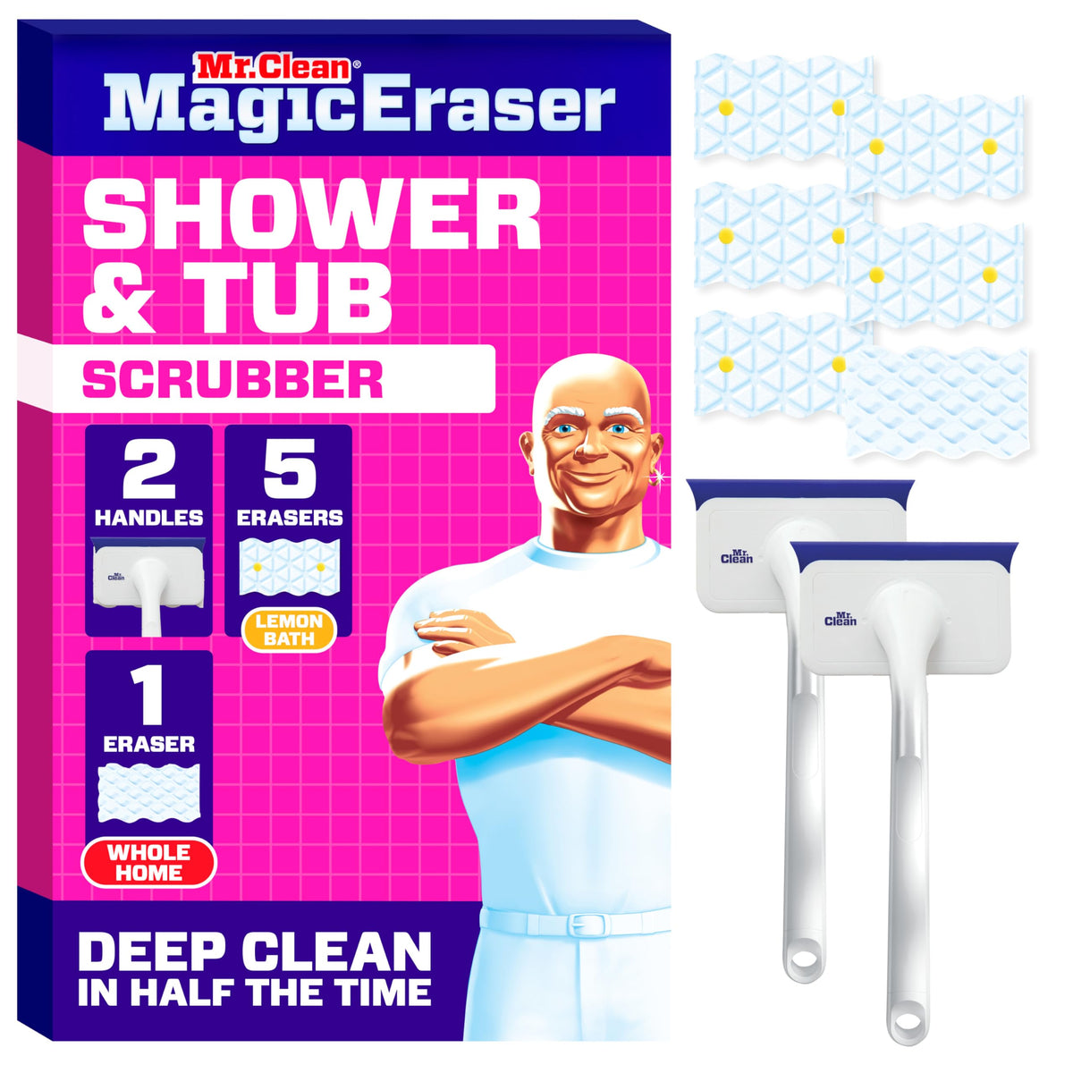 Mr. Clean frontal del kit limón mostrando paquetes y componentes, limpieza eficiente